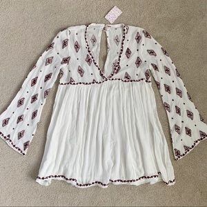 NWT Free People Diamond Embroidered Ivory Tunic